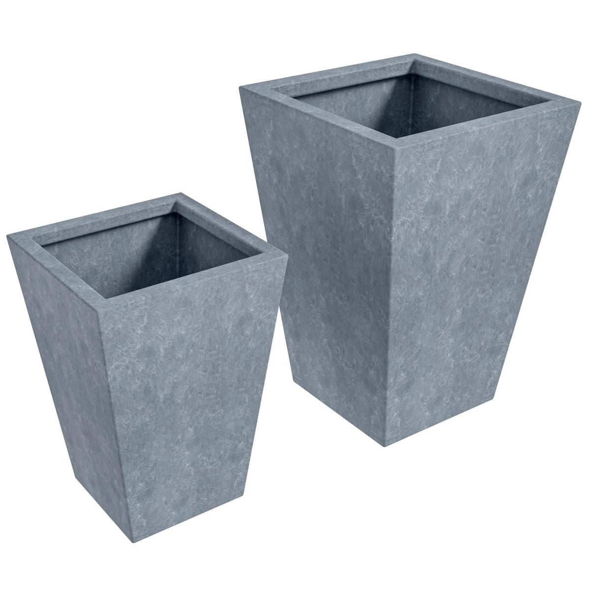 Serene Modern Fiberstone and Clay Tapered Square Planter Pot with Drainage Holes Brown Planter Leisuremod