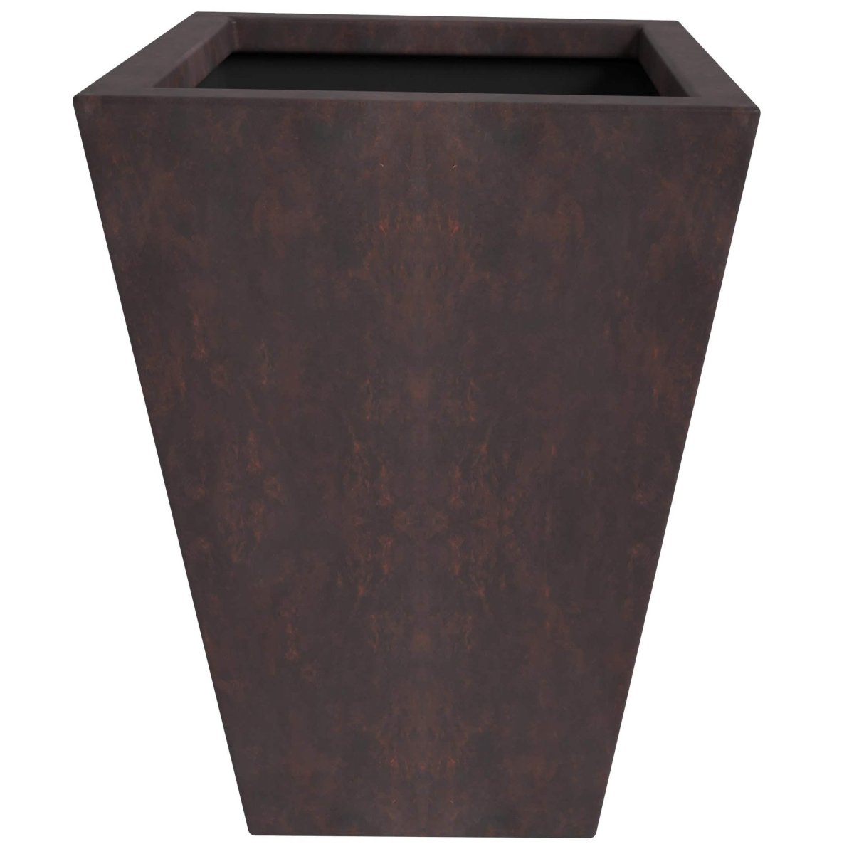 Serene Modern Fiberstone and Clay Tapered Square Planter Pot with Drainage Holes Brown Planter Leisuremod