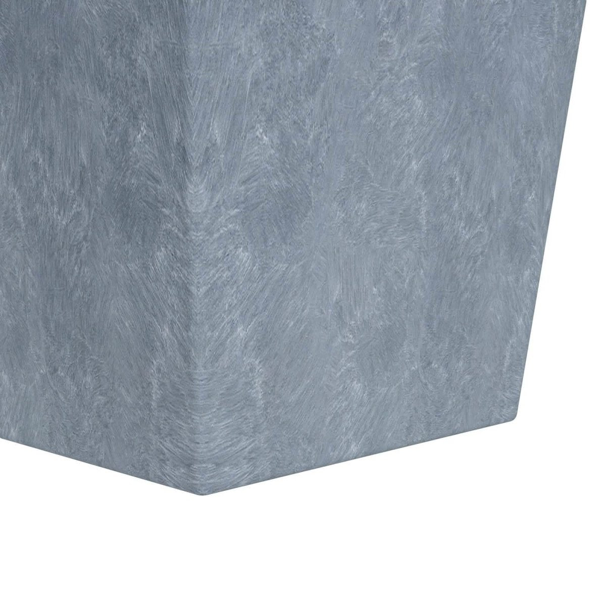 Serene Modern Fiberstone and Clay Tapered Square Planter Pot with Drainage Holes Aged Concrete Planter Leisuremod