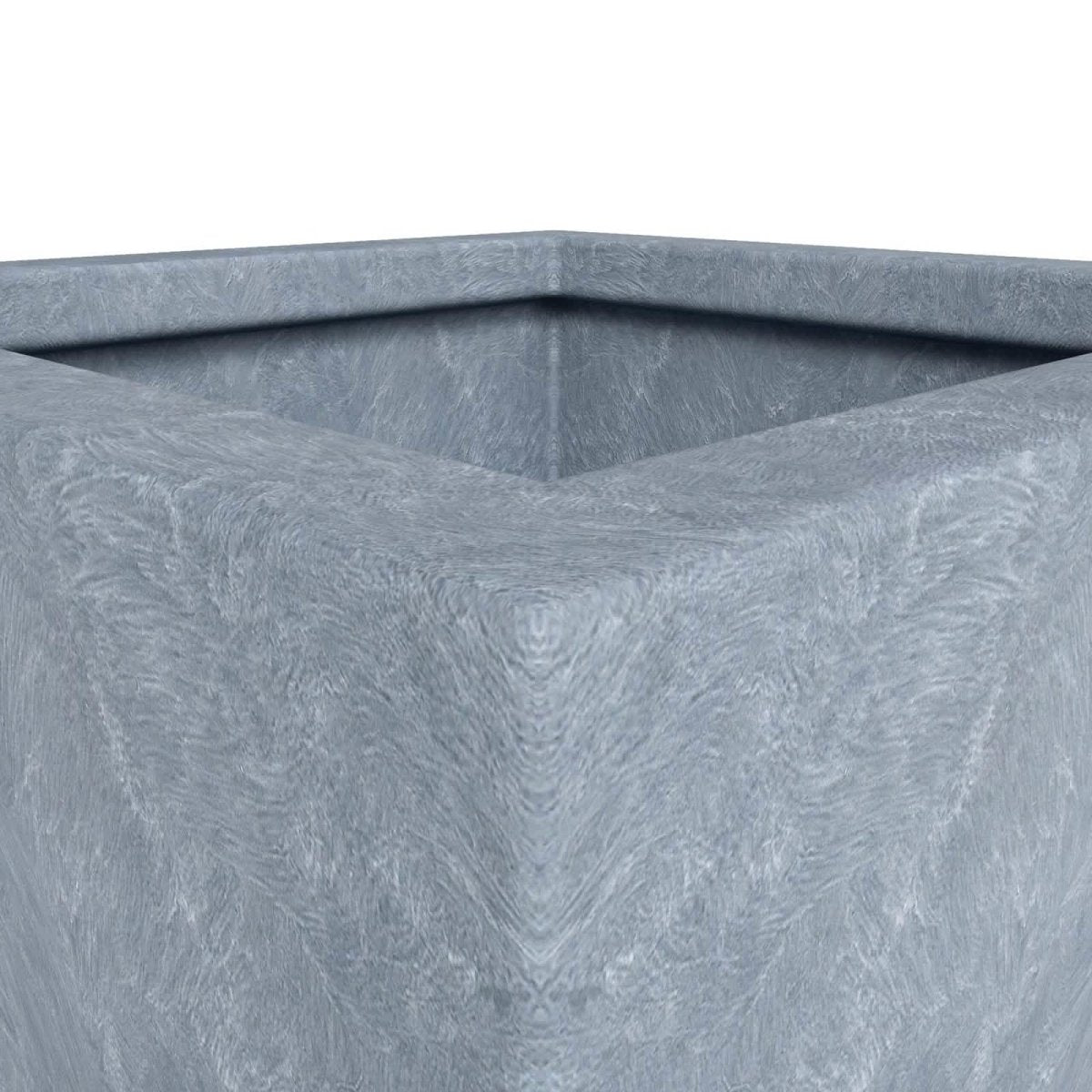 Serene Modern Fiberstone and Clay Tapered Square Planter Pot with Drainage Holes Aged Concrete Planter Leisuremod