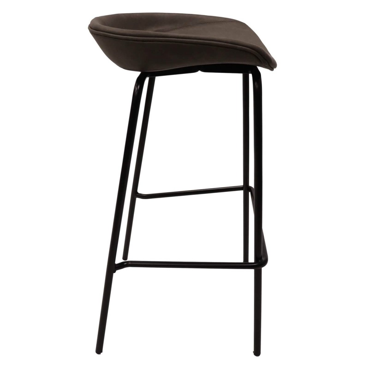 Servos Modern Barstool with Upholstered Faux Leather Seat and Powder Coated Iron Frame