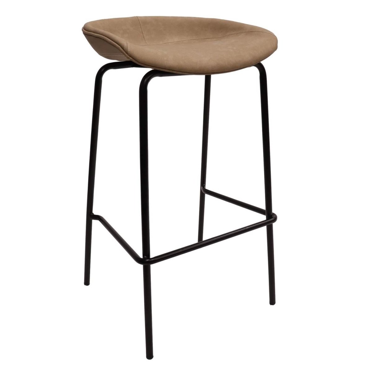 Servos Modern Barstool with Upholstered Faux Leather Seat and Powder Coated Iron Frame