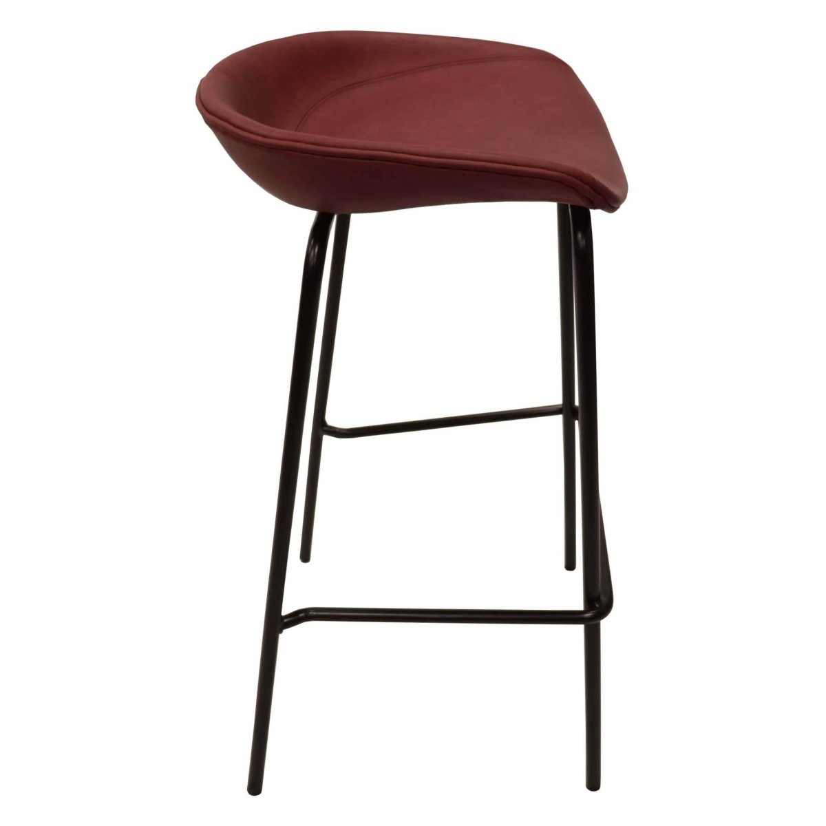Servos Modern Barstool with Upholstered Leather Seat and Powder Coated Iron Frame Set of 2