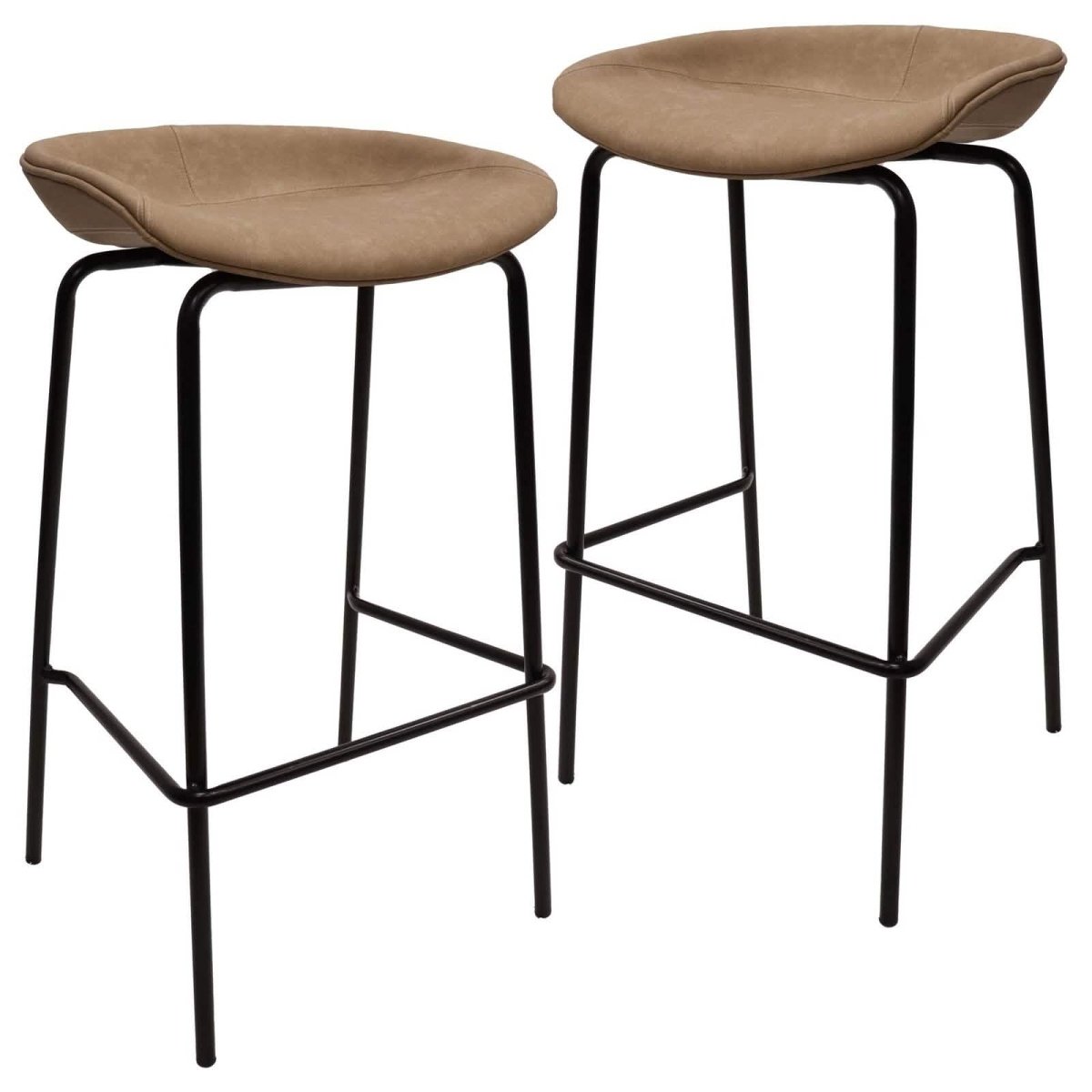 Servos Modern Barstool with Upholstered Leather Seat and Powder Coated Iron Frame Set of 2