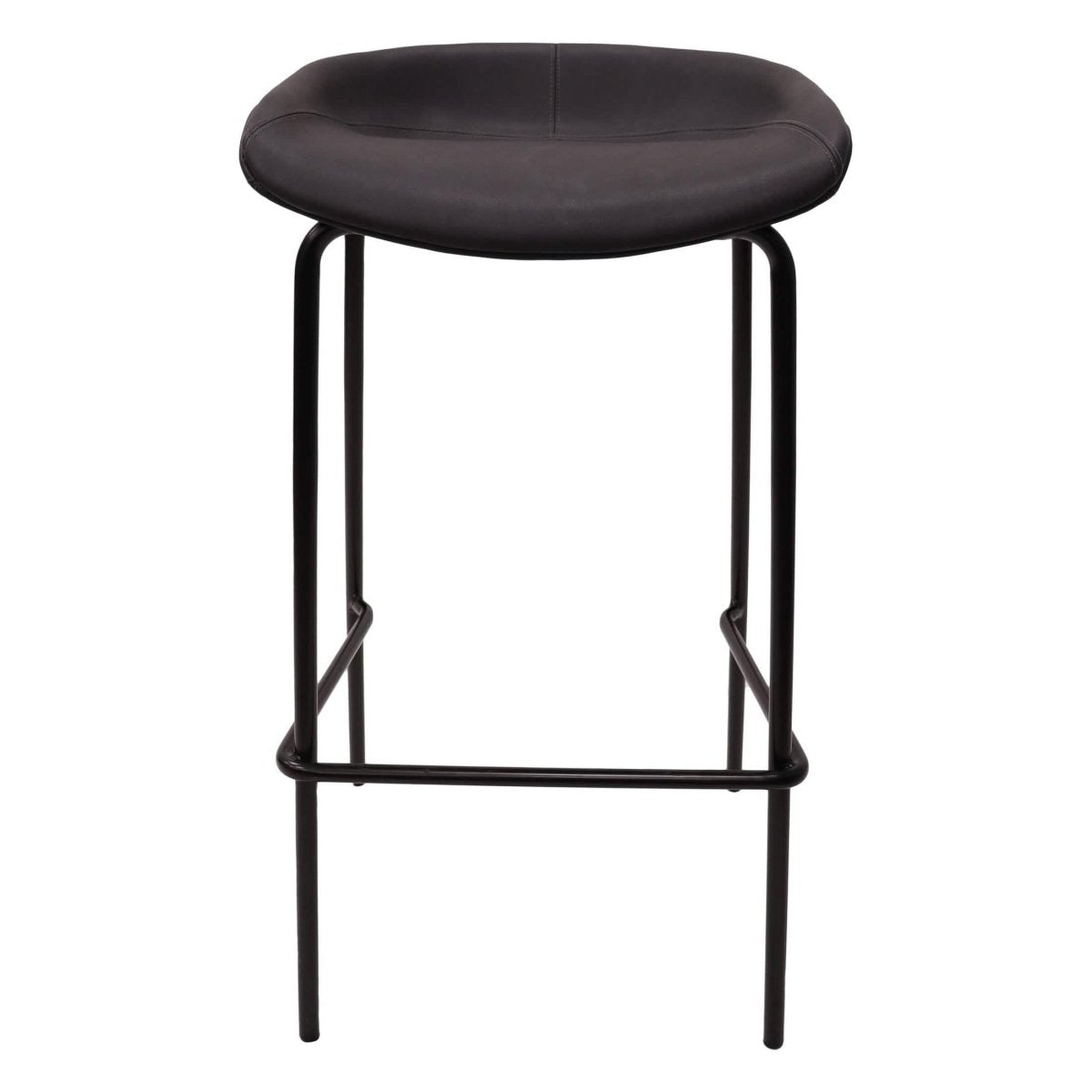 Servos Modern Barstool with Upholstered Leather Seat and Powder Coated Iron Frame Set of 2