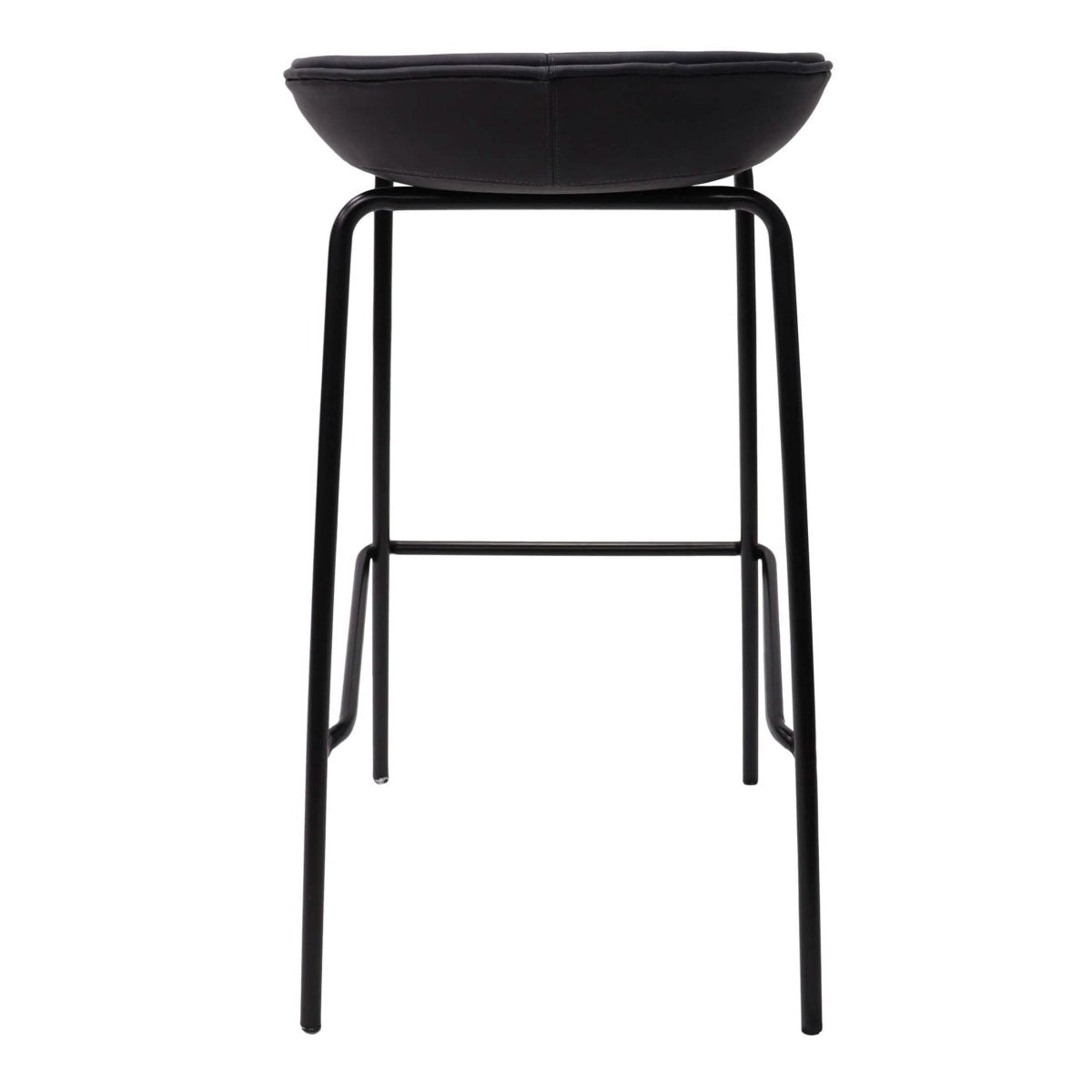 Servos Modern Barstool with Upholstered Leather Seat and Powder Coated Iron Frame Set of 2