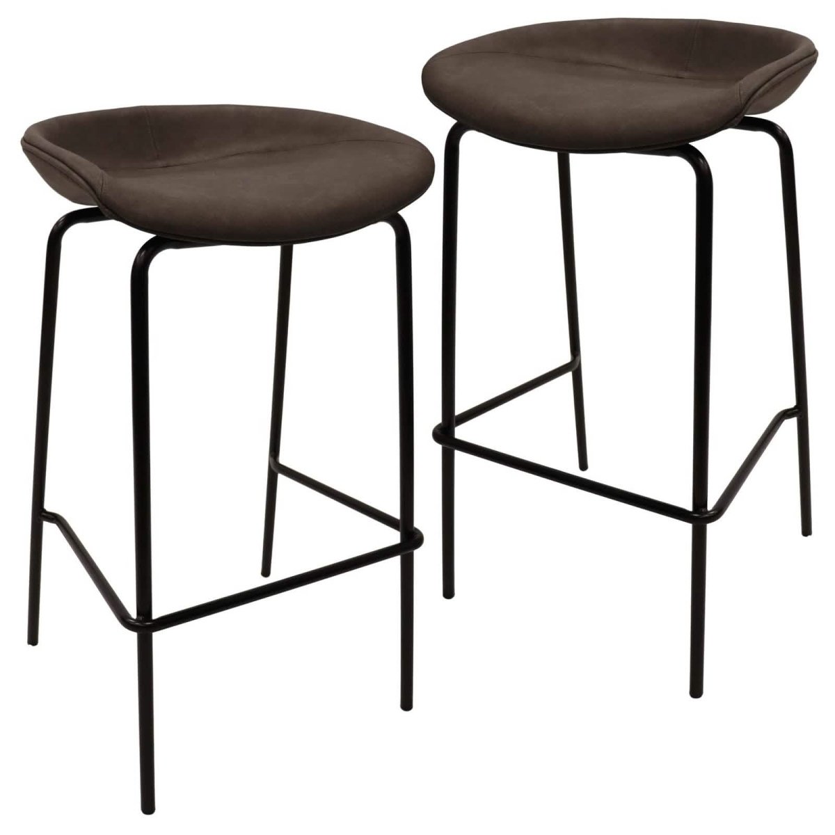 Servos Modern Barstool with Upholstered Leather Seat and Powder Coated Iron Frame Set of 2