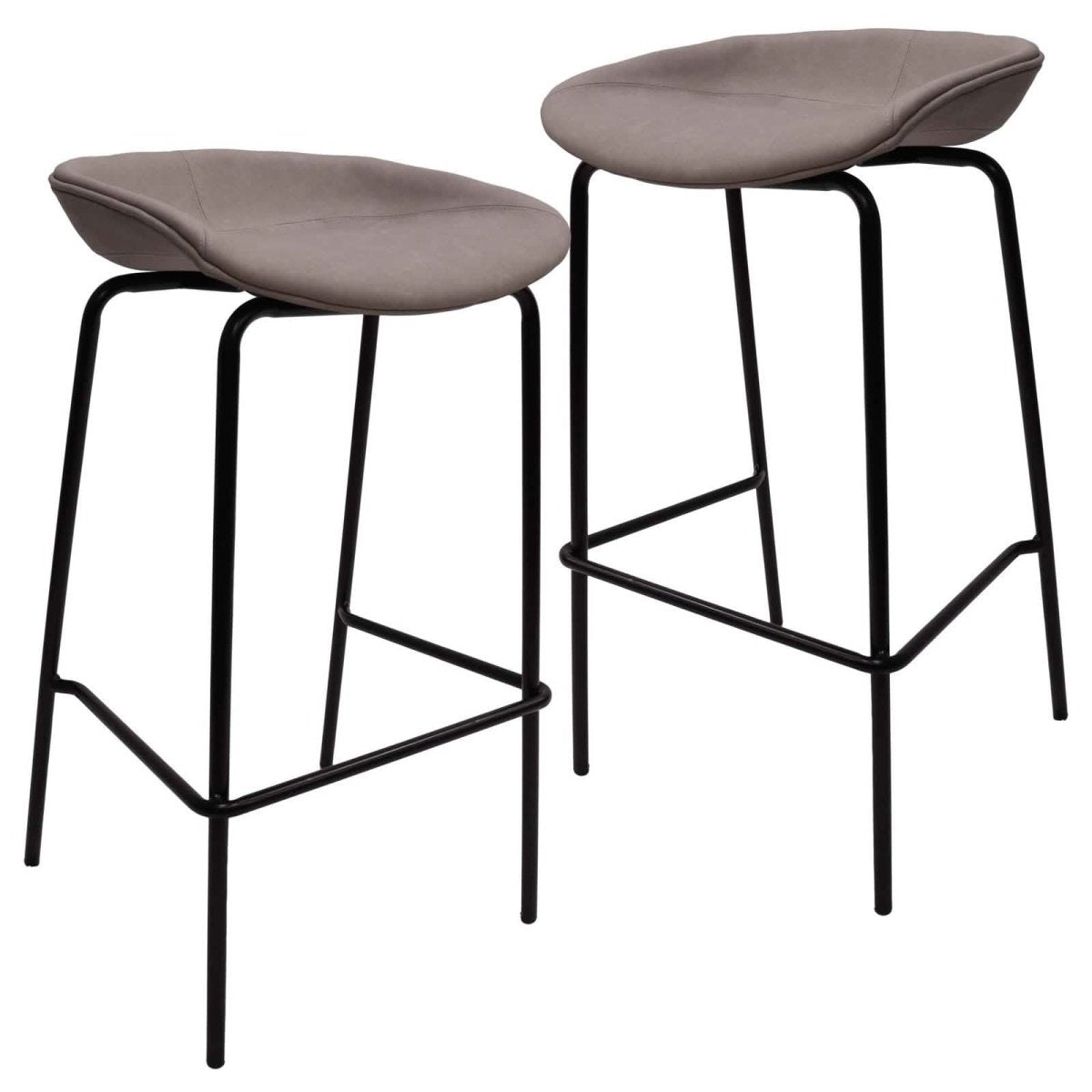 Servos Modern Barstool with Upholstered Leather Seat and Powder Coated Iron Frame Set of 2