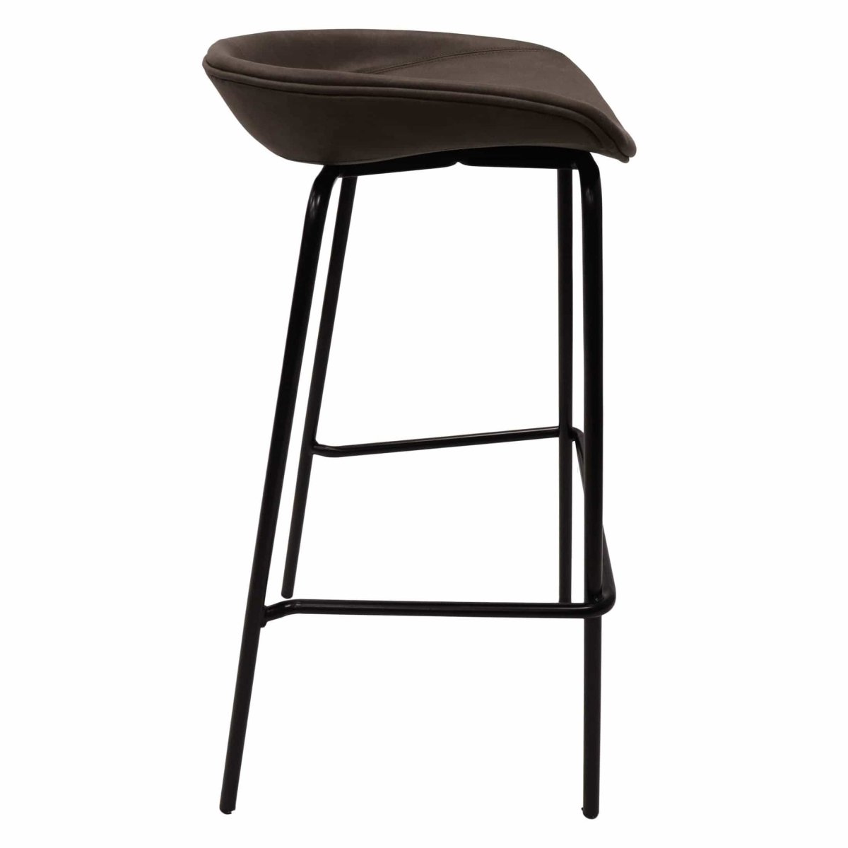 Servos Modern Barstool with Upholstered Leather Seat and Powder Coated Iron Frame Set of 2