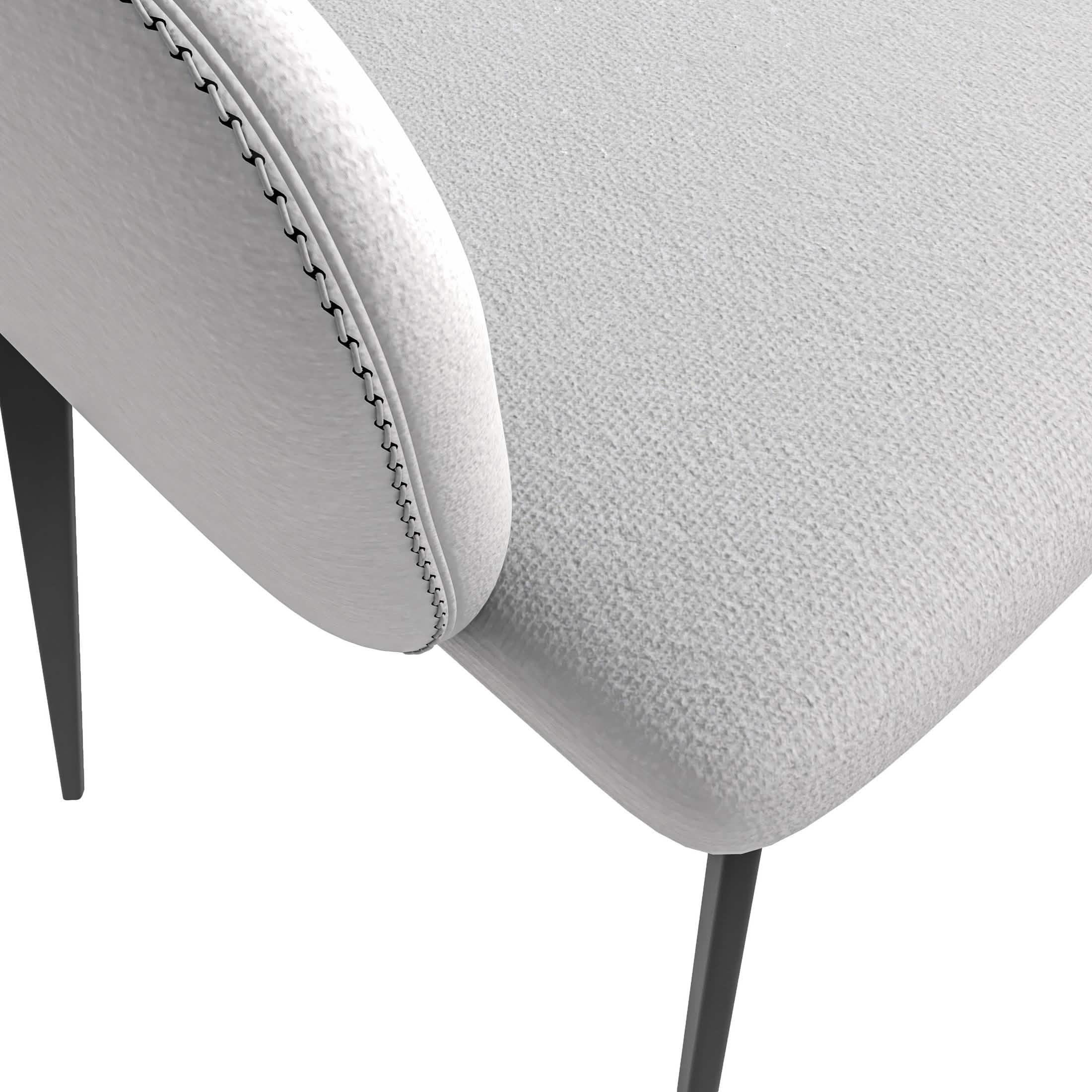 Sonnet Dining Chair with Armrests and Black Powder - Coated Iron Legs Set of 2