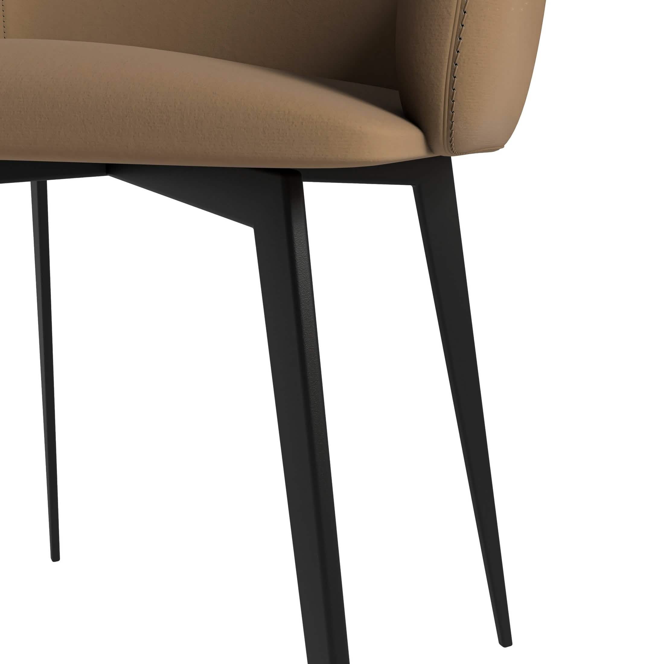 Sonnet Dining Chair with Armrests and Black Powder - Coated Iron Legs Set of 2