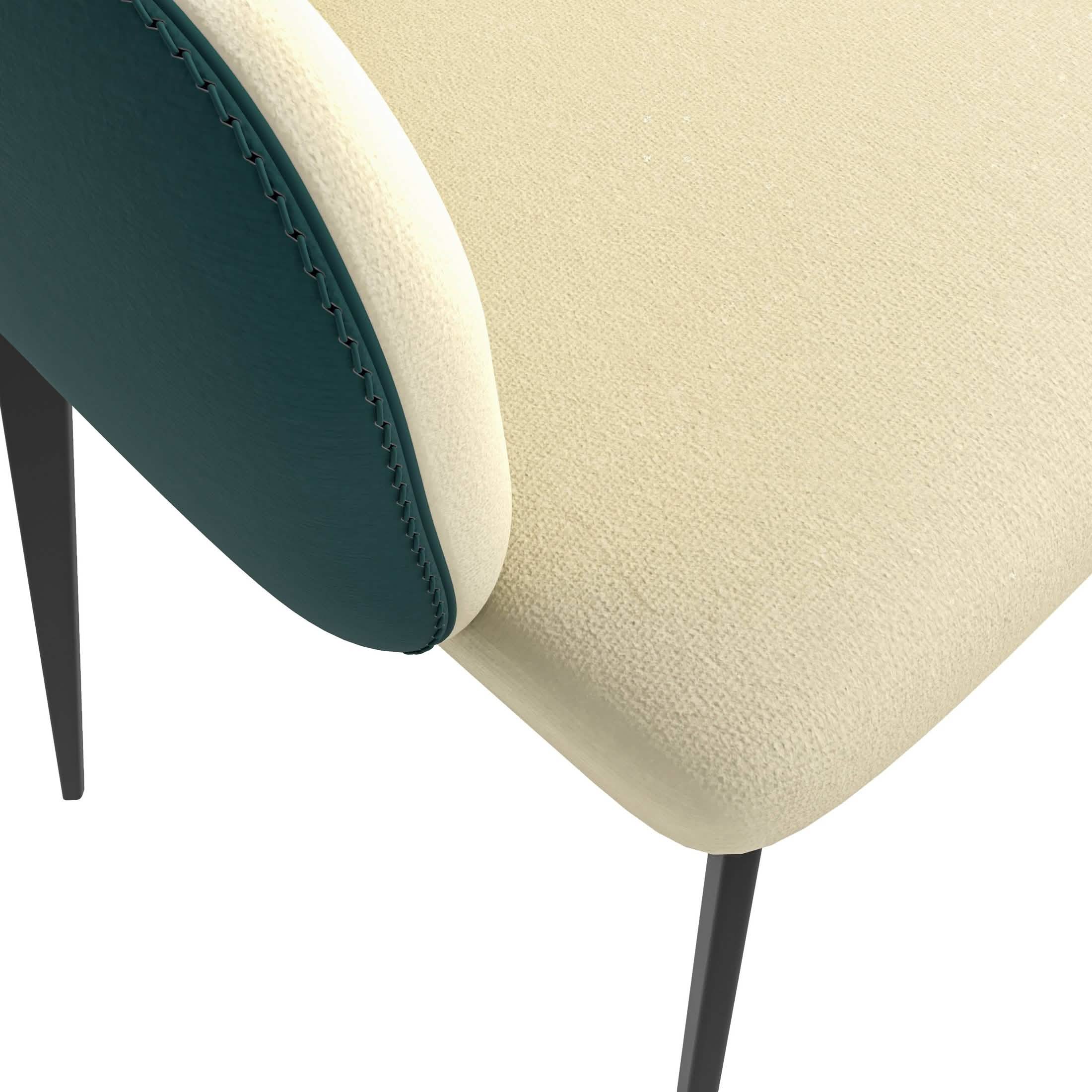 Sonnet Dining Chair with Armrests and Black Powder - Coated Iron Legs Set of 2