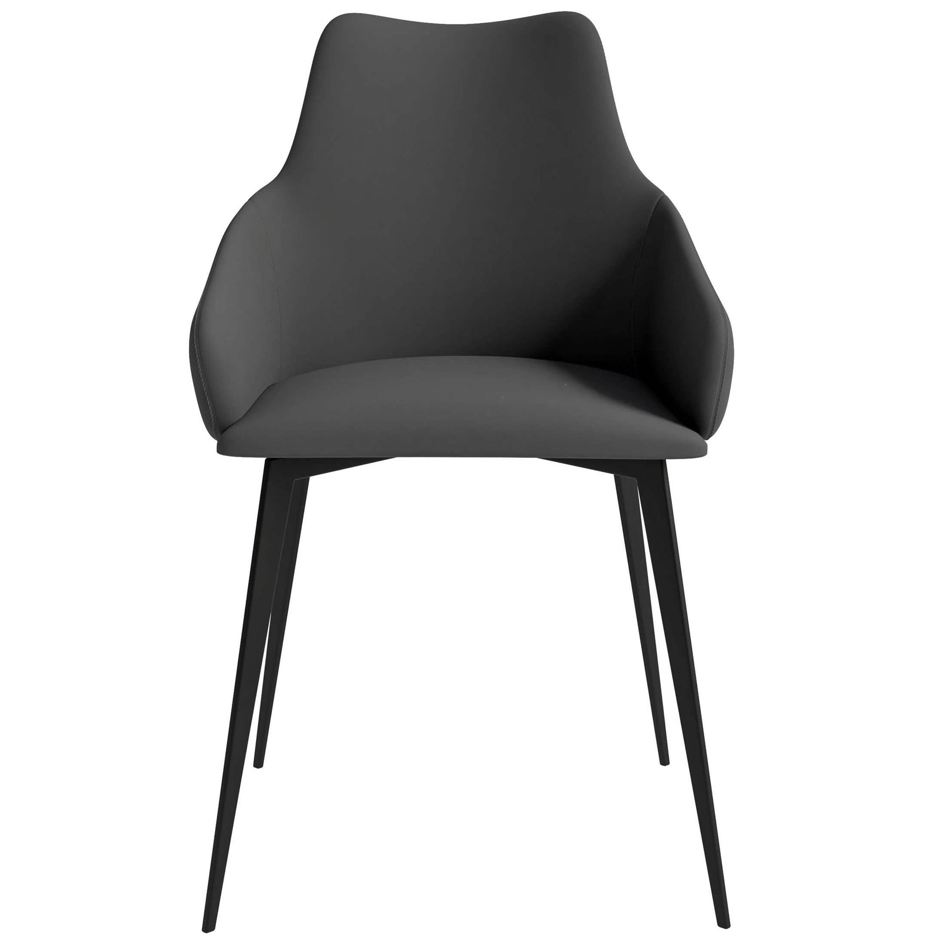 Sonnet Dining Chair with Armrests and Black Powder - Coated Iron Legs Set of 2