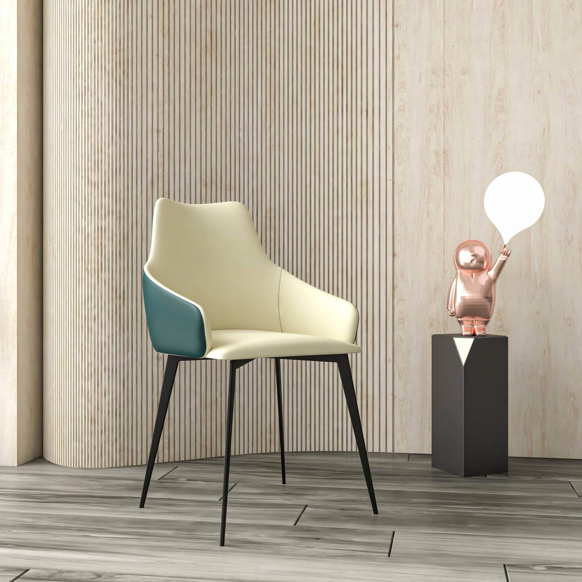 Sonnet Dining Chair with Armrests and Black Powder - Coated Iron Legs Set of 2