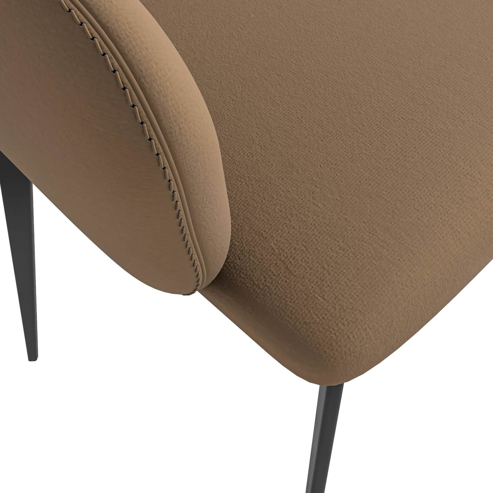 Sonnet Dining Chair with Armrests and Black Powder - Coated Iron Legs Set of 2