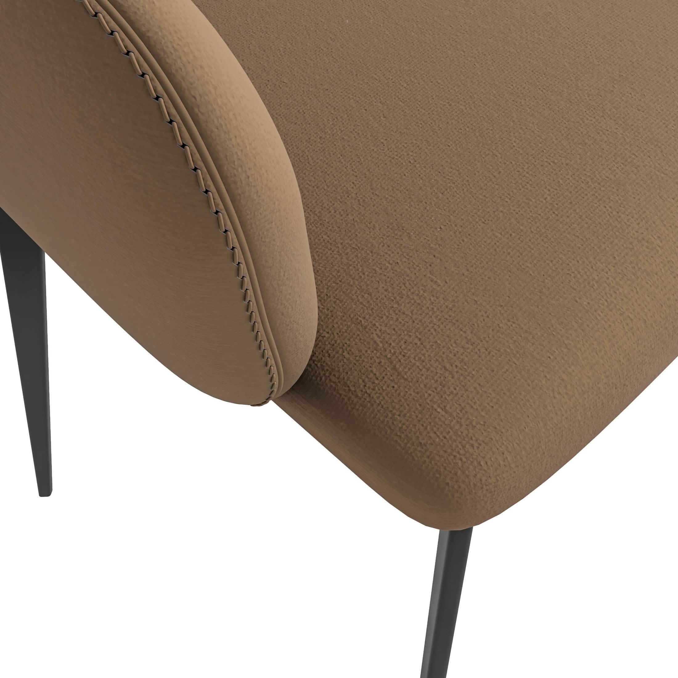 Sonnet Dining Chair with Armrests and Black Powder - Coated Iron Legs Set of 2