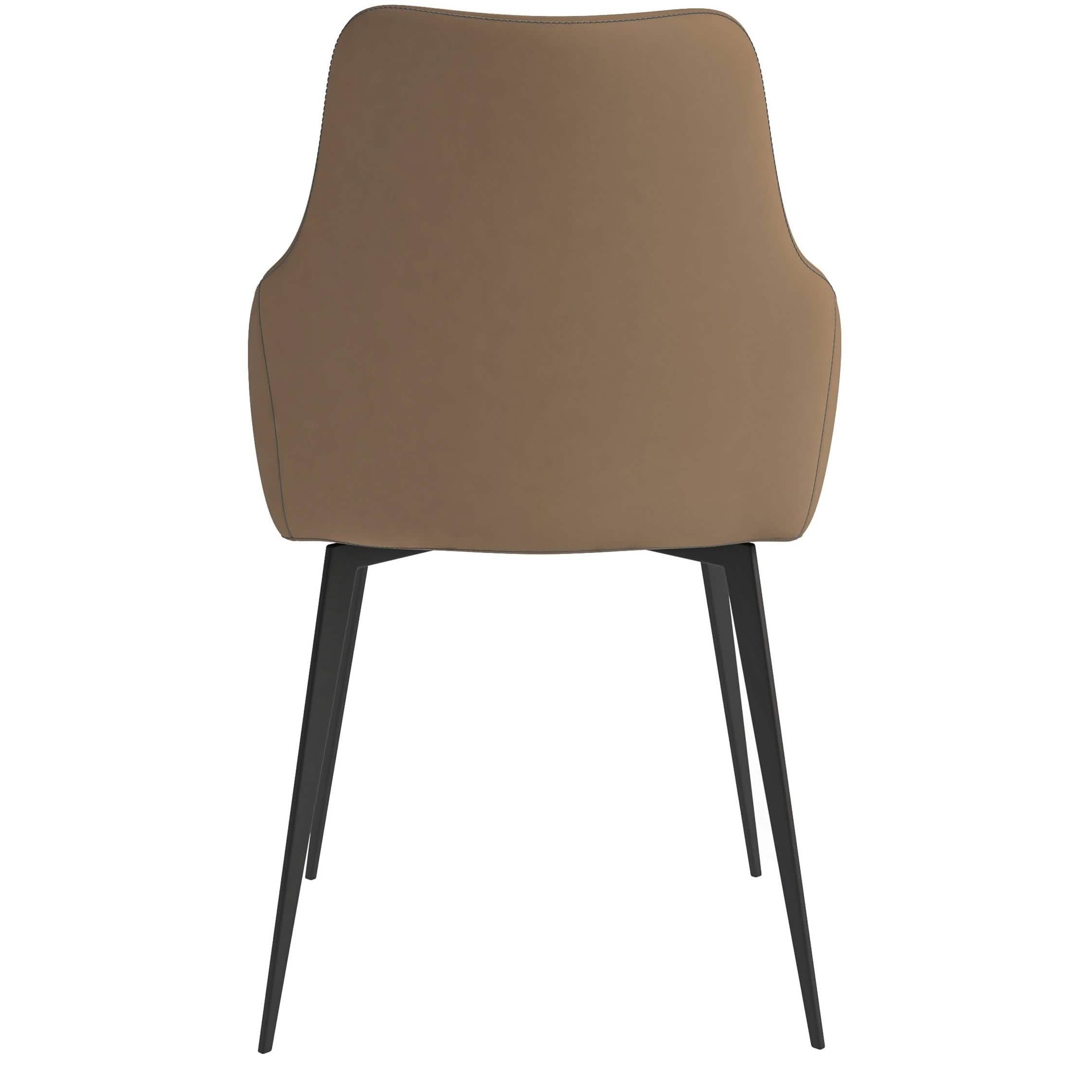 Sonnet Dining Chair with Armrests and Black Powder - Coated Iron Legs Set of 2