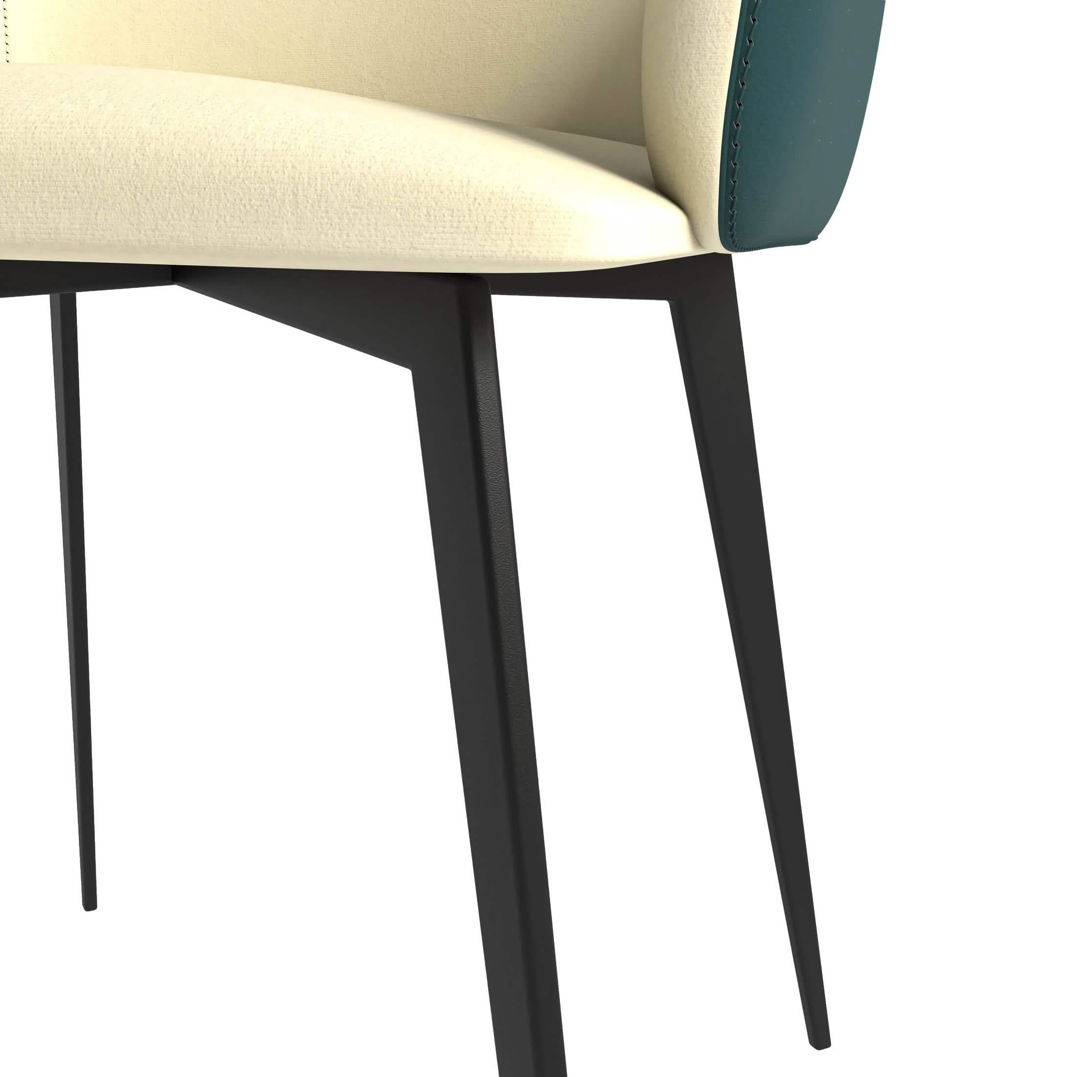 Sonnet Dining Chair with Armrests and Black Powder - Coated Iron Legs Set of 2