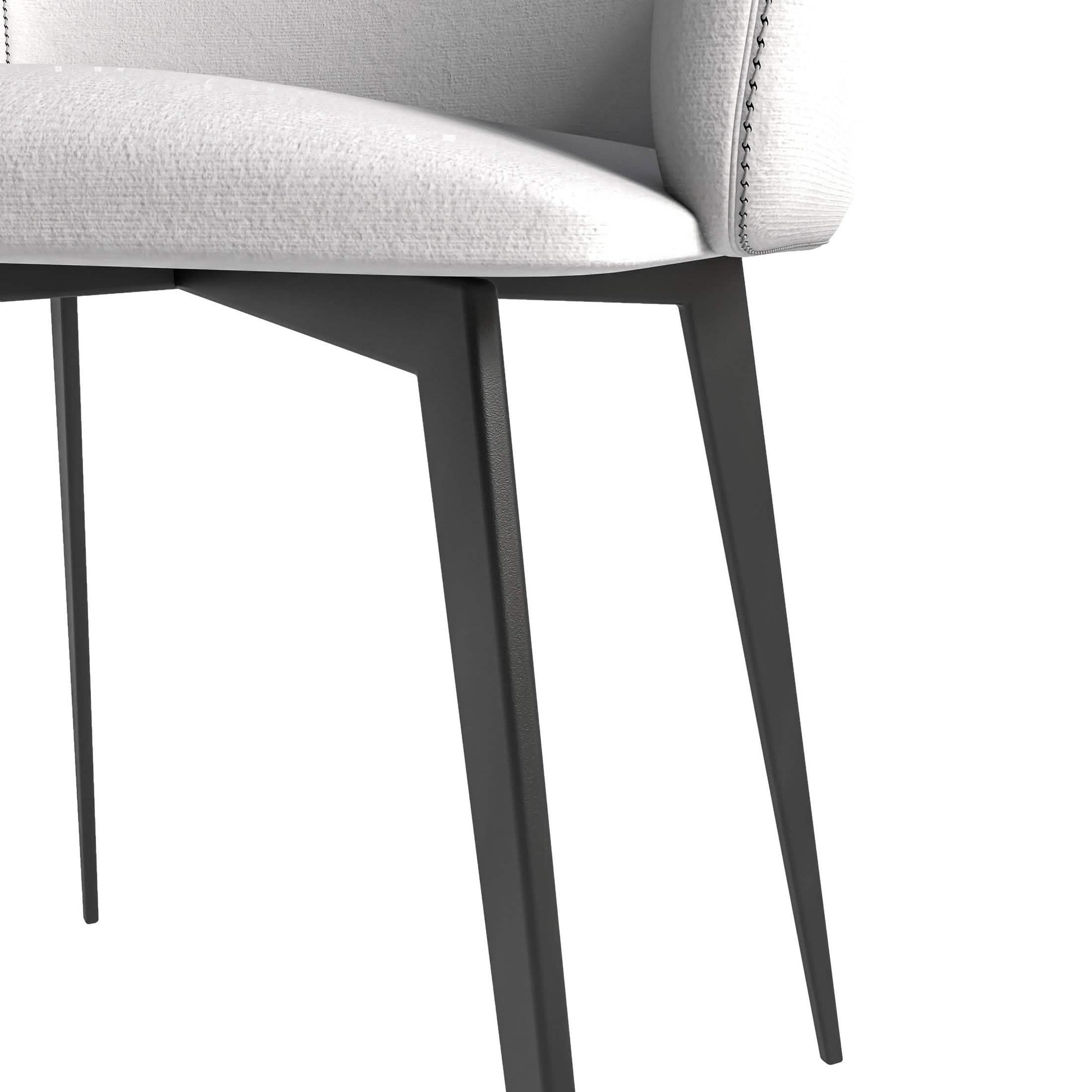 Sonnet Dining Chair with Armrests and Black Powder - Coated Iron Legs Set of 2