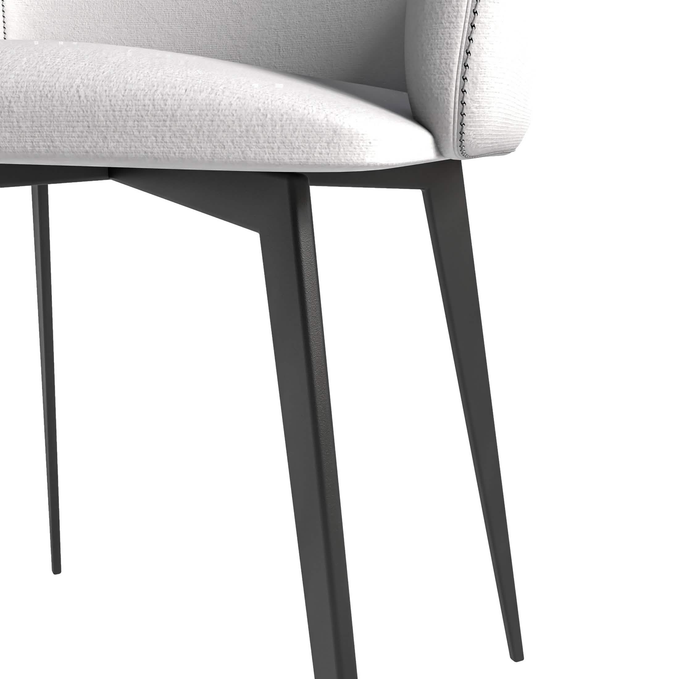Sonnet Dining Chair with Armrests and Black Powder - Coated Iron Legs Set of 2