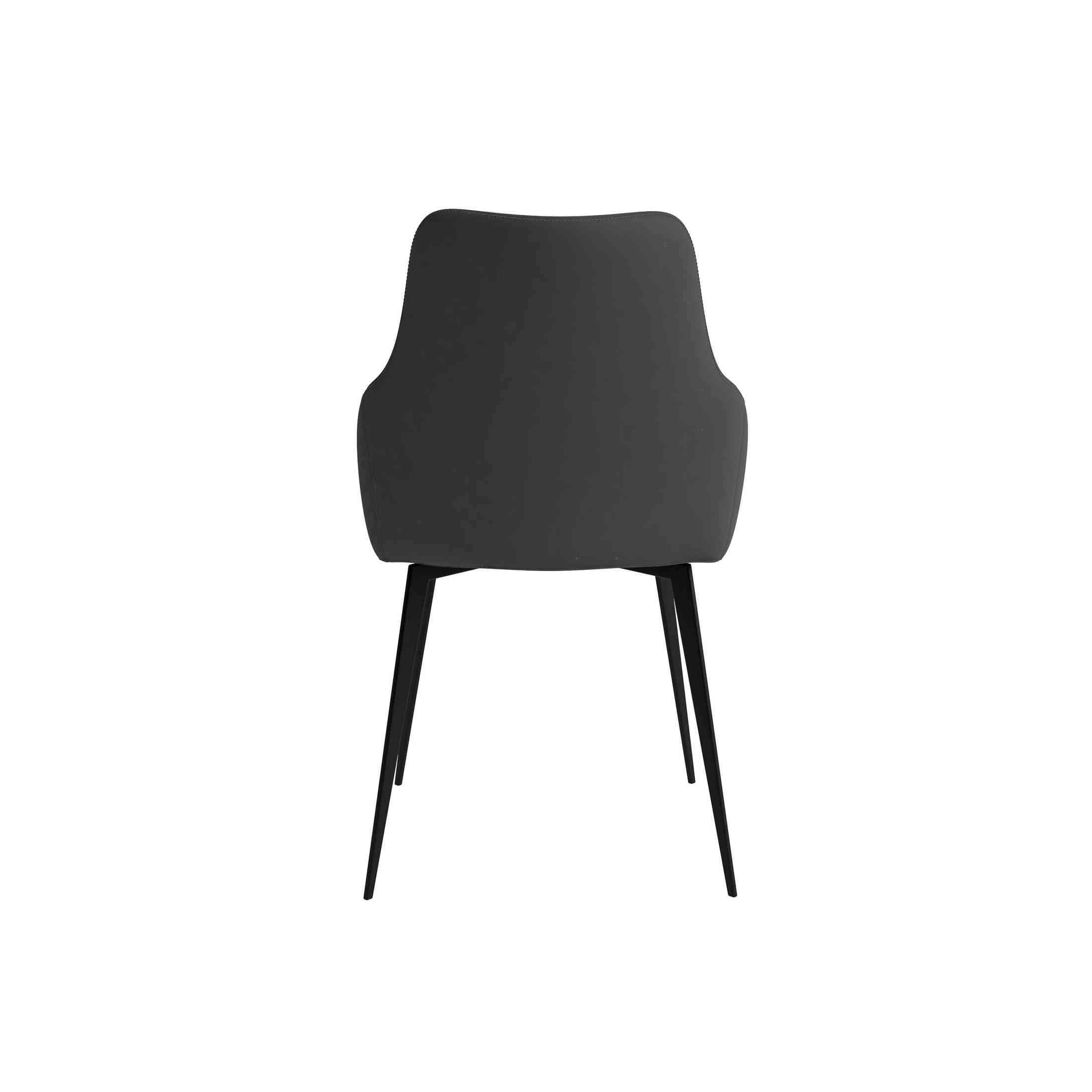 Sonnet Dining Chair with Armrests and Black Powder - Coated Iron Legs Set of 2