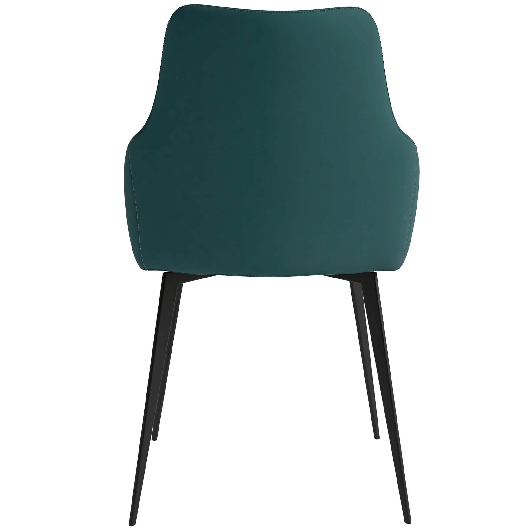 Sonnet Dining Chair with Armrests and Black Powder - Coated Iron Legs Set of 2