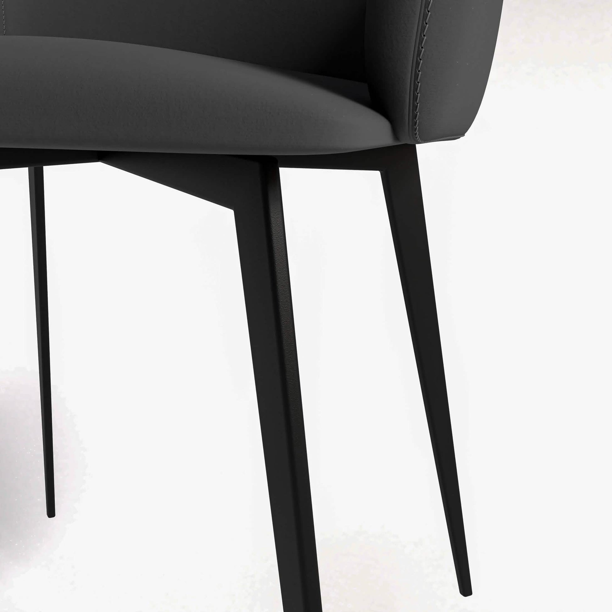 Sonnet Dining Chair with Armrests and Black Powder - Coated Iron Legs Set of 2