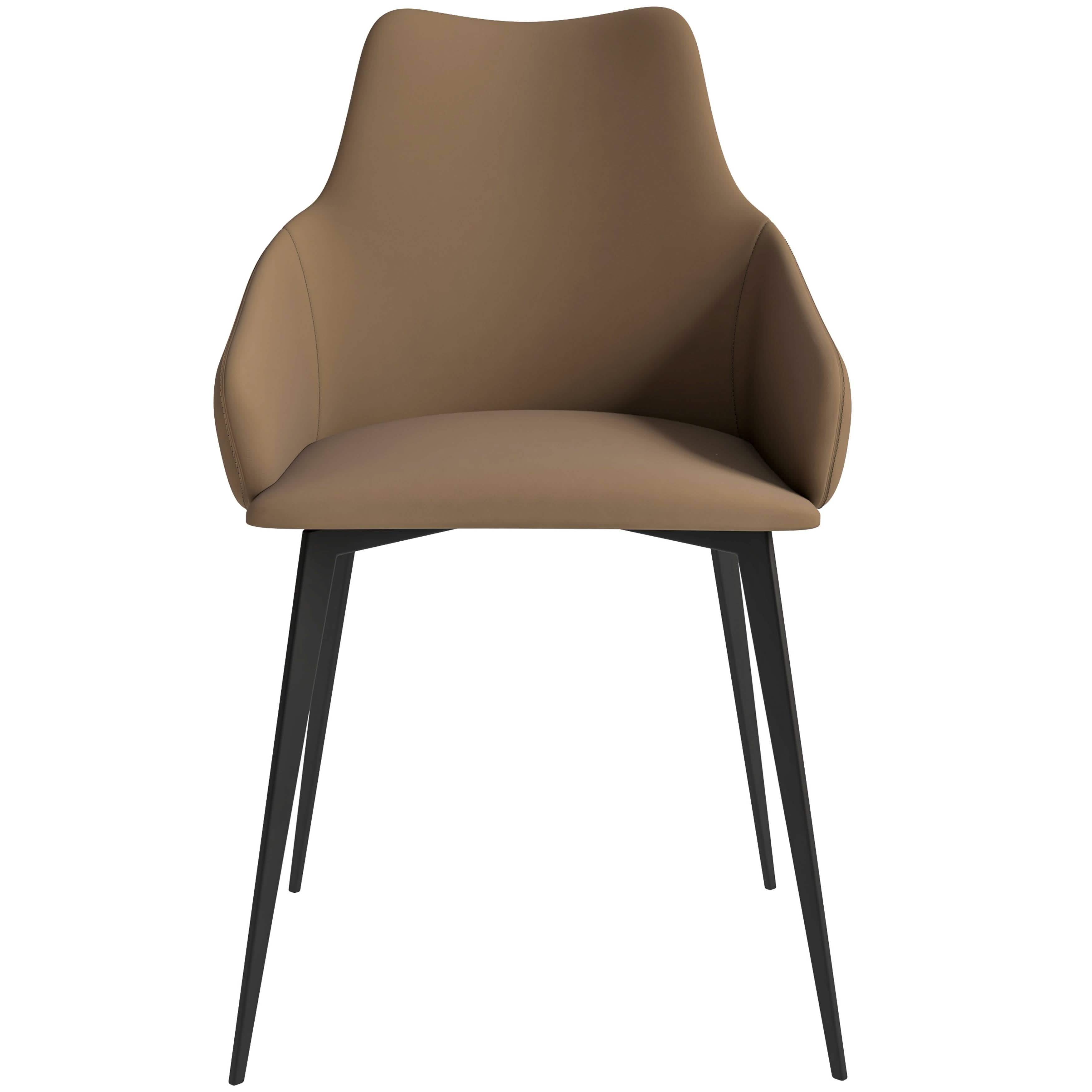 Sonnet Dining Chair with Armrests and Black Powder - Coated Iron Legs Set of 2