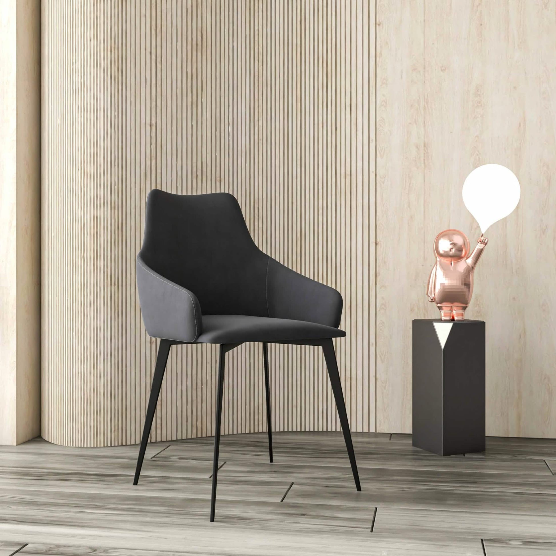 Sonnet Dining Chair with Armrests and Black Powder - Coated Iron Legs Set of 2