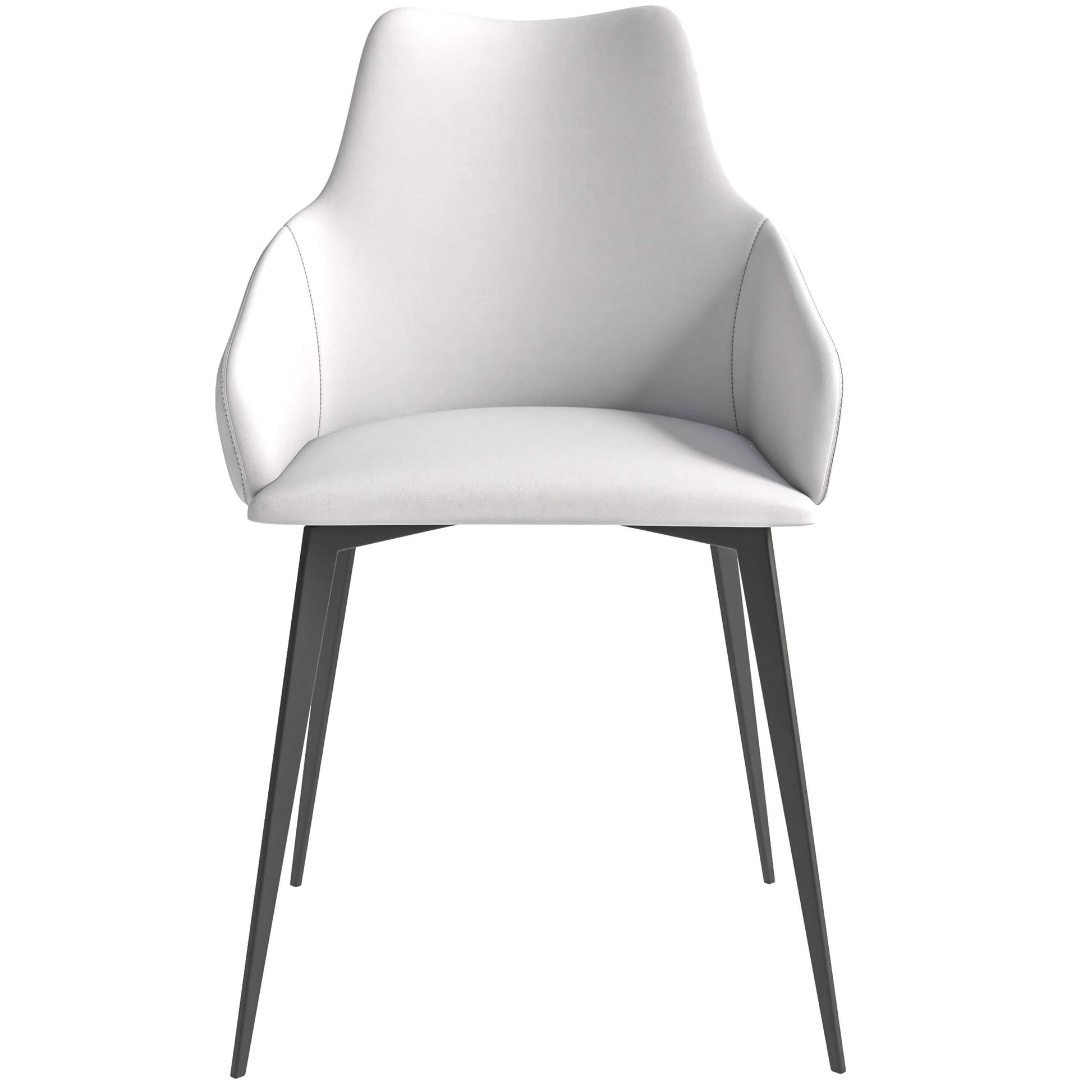 Sonnet Dining Chair with Armrests and Black Powder - Coated Iron Legs Set of 2