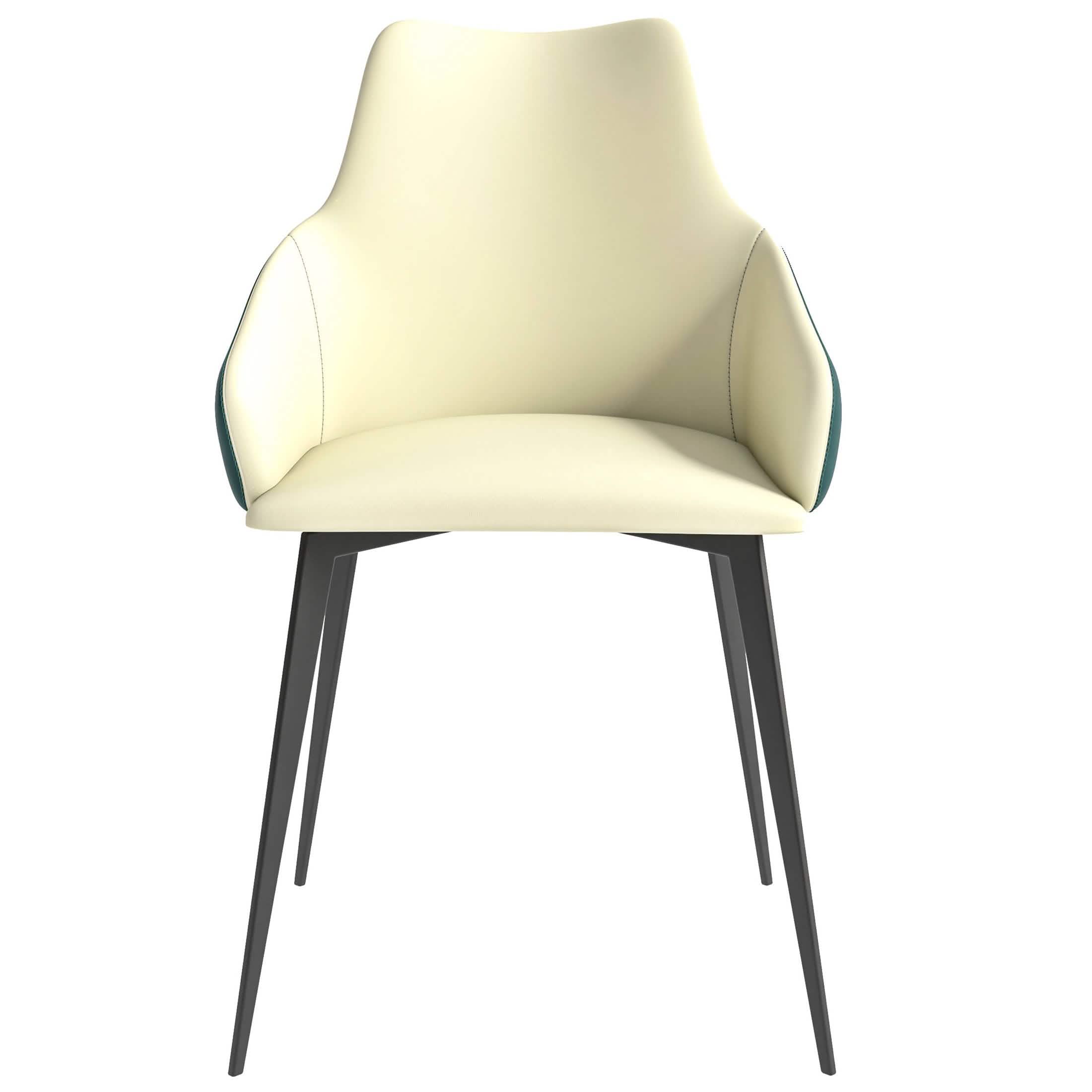 Sonnet Dining Chair with Armrests and Black Powder - Coated Iron Legs Set of 2