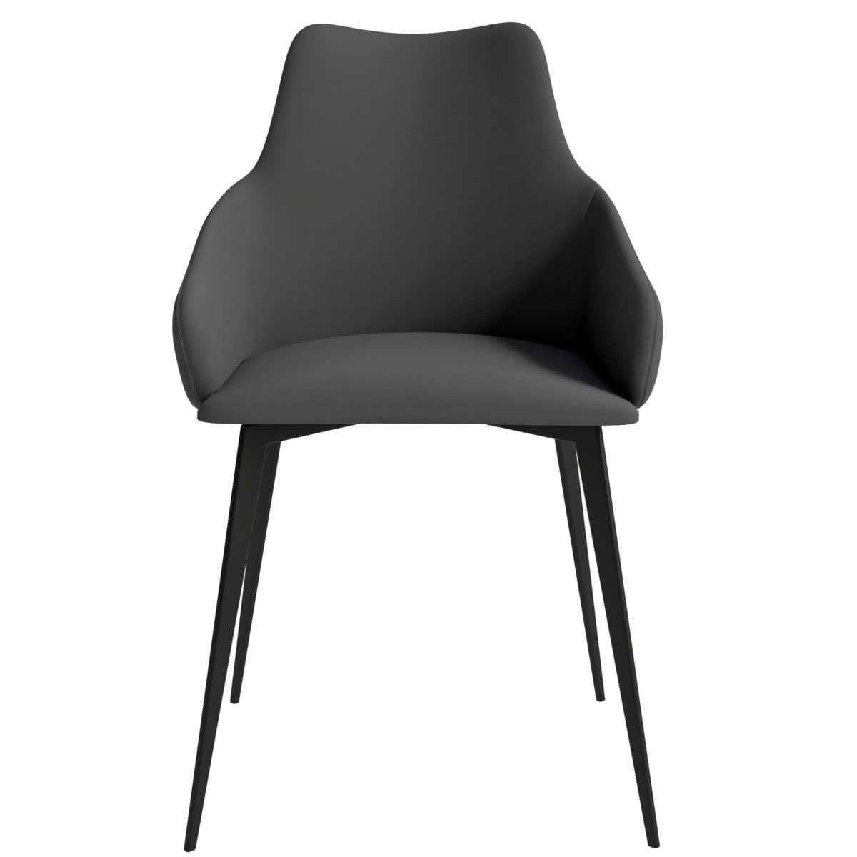 Sonnet Dining Chair with Armrests and Black Powder - Coated Iron Legs Set of 2