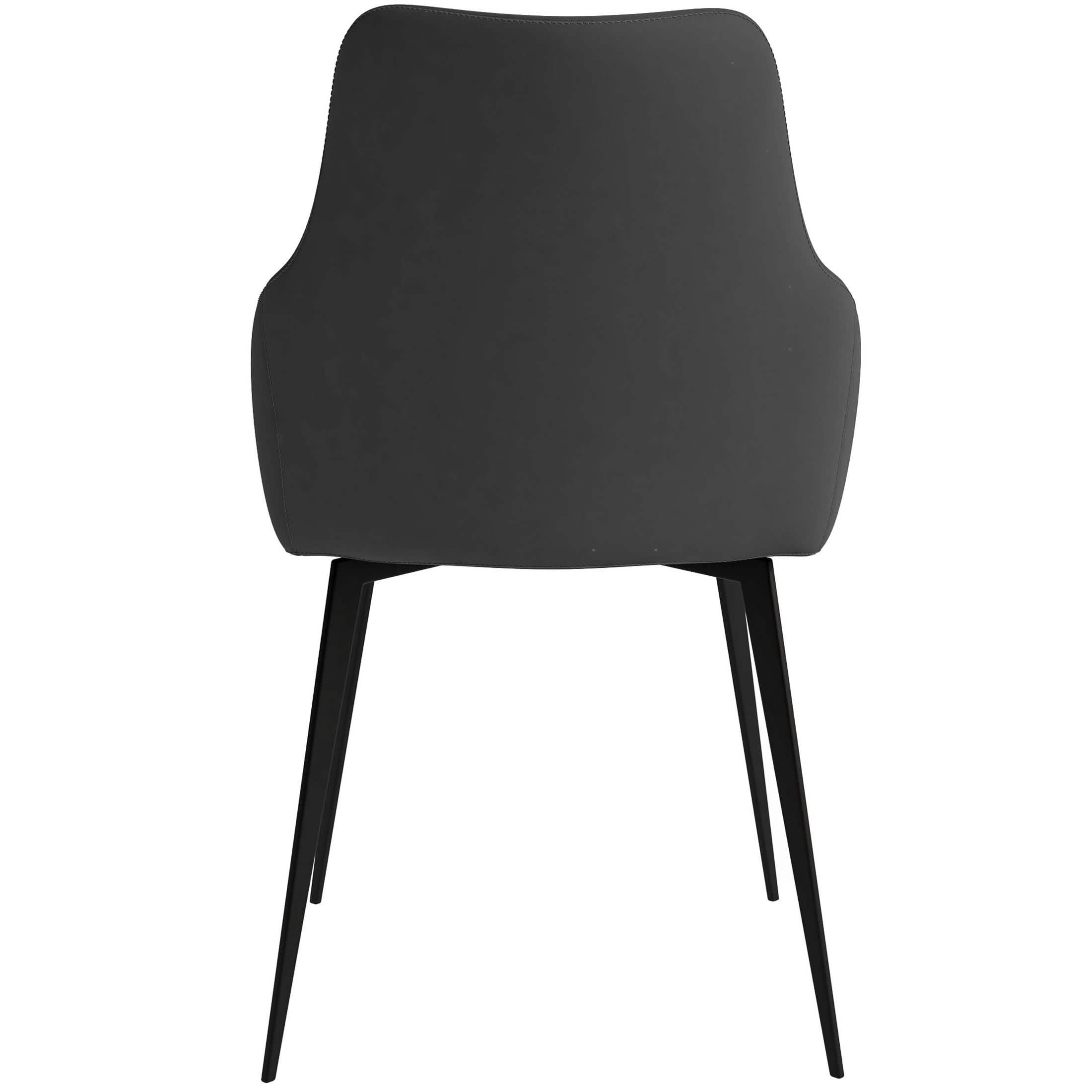 Sonnet Dining Chair with Armrests and Black Powder - Coated Iron Legs Set of 2