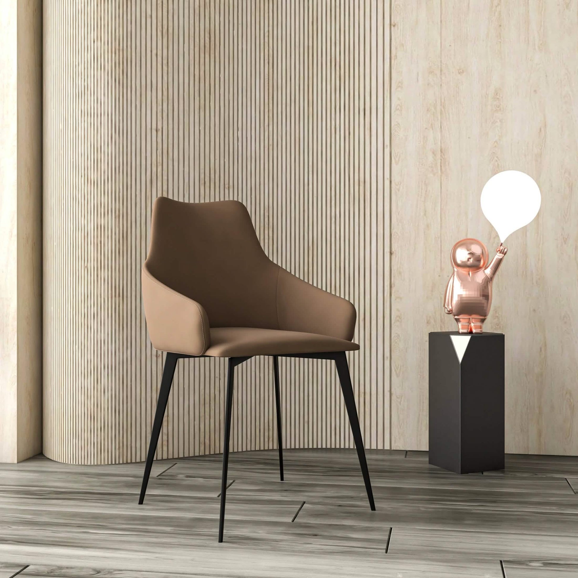 Sonnet Dining Chair with Armrests and Black Powder - Coated Iron Legs Set of 2