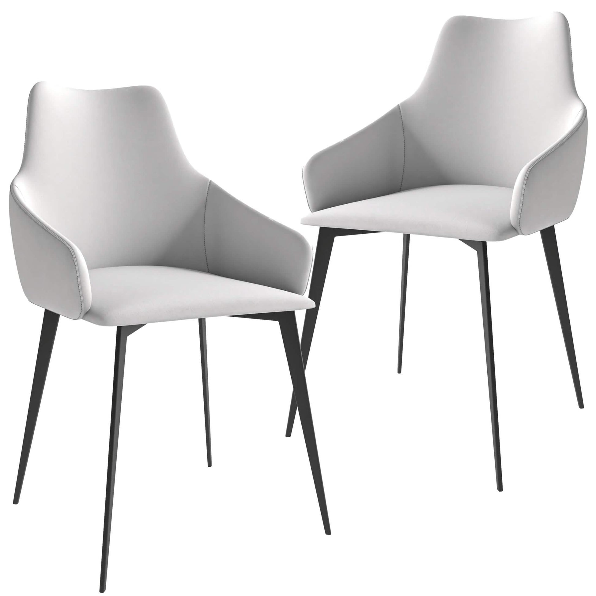 Sonnet Dining Chair with Armrests and Black Powder - Coated Iron Legs Set of 2