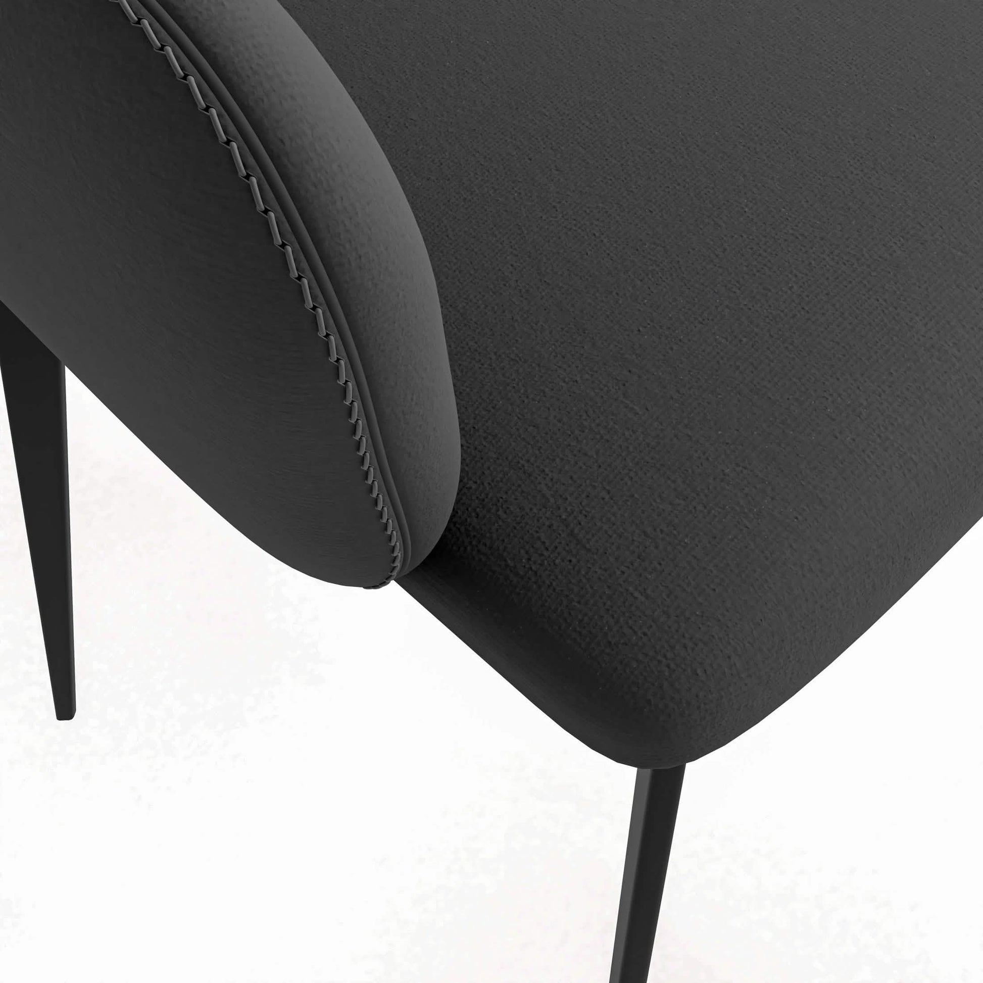 Sonnet Dining Chair with Armrests and Black Powder - Coated Iron Legs Set of 2