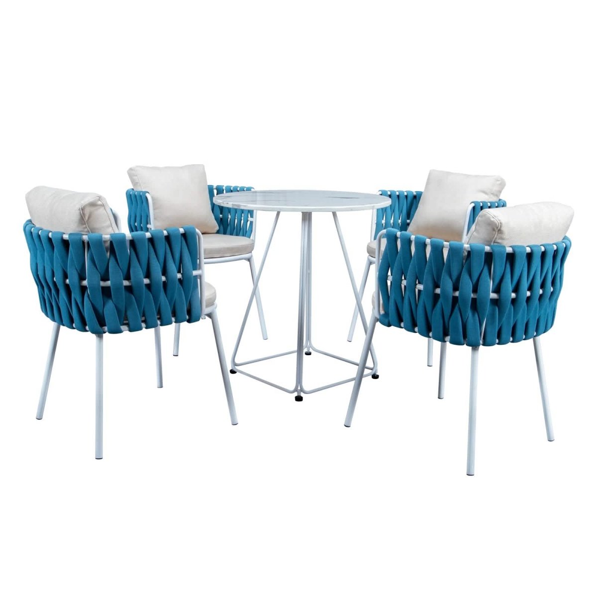Spencer Modern Outdoor Patio Dining Chair with Rope Design and Cushions