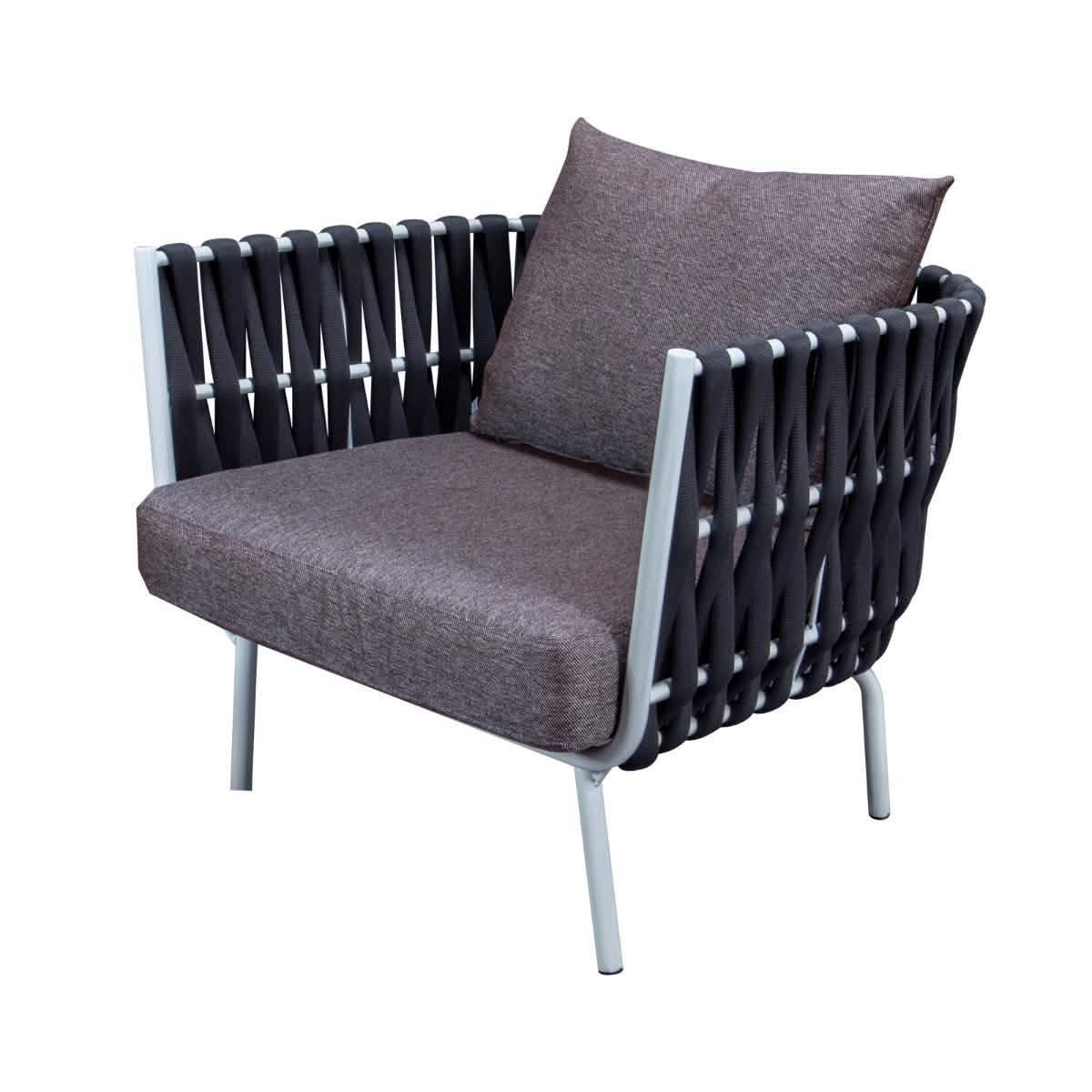 Spencer Modern Outdoor Rope Club Chair With Cushions