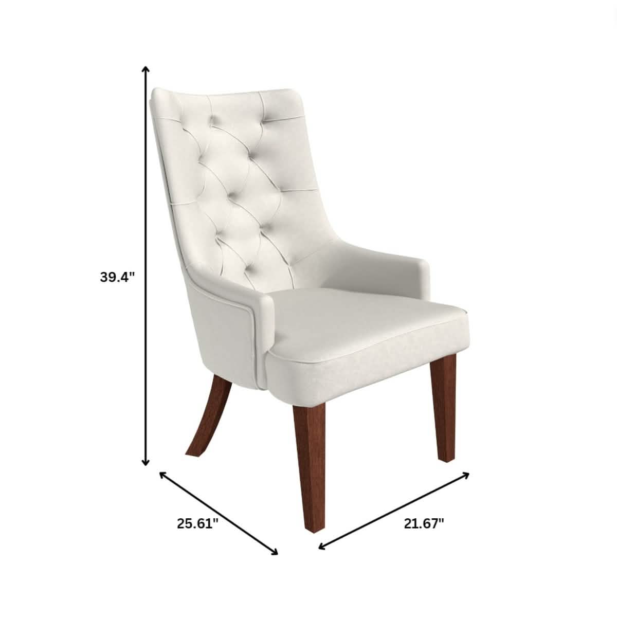 Spruce Collection Modern Wooden Dining Chair in Beige Velvet Set of 2