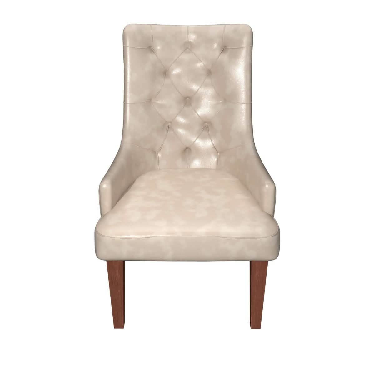Spruce Collection Modern Wooden Dining Chair in Beige Velvet Set of 2