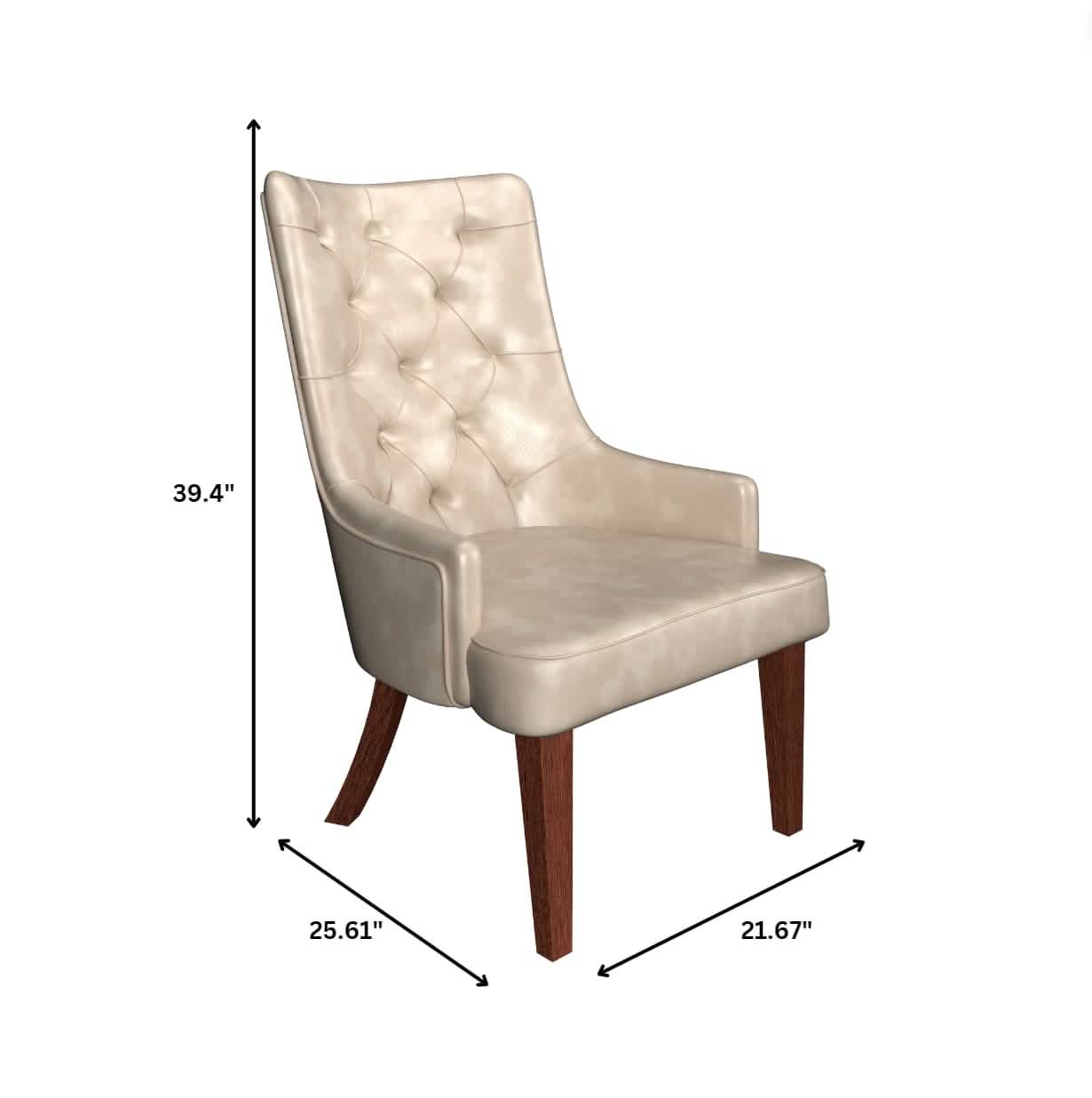 Spruce Collection Modern Wooden Dining Chair in Beige Velvet Set of 2