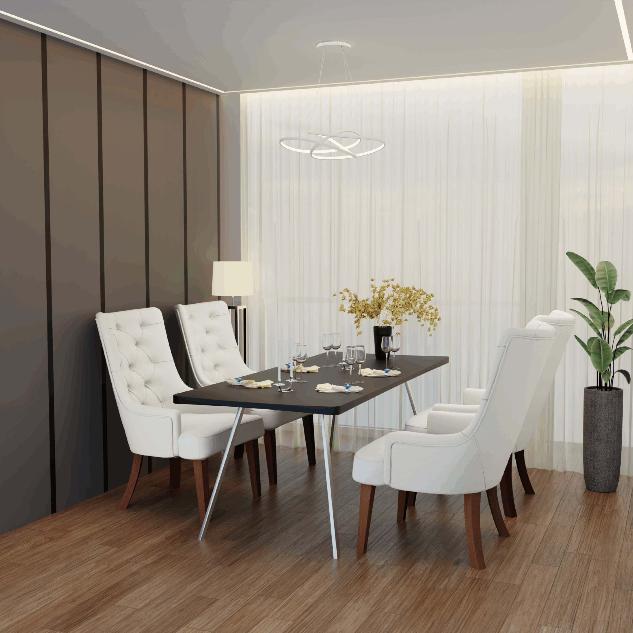 Spruce Dining Chair in Leather/Velvet with Diamond - Tufted Design and Rubberwood Legs