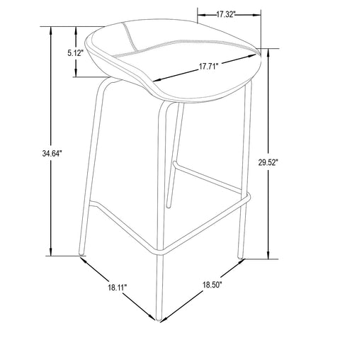 Servos Modern Barstool with Upholstered Faux Leather Seat and Powder Coated Iron Frame