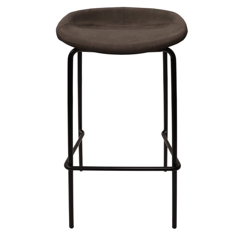 Servos Modern Barstool with Upholstered Faux Leather Seat and Powder Coated Iron Frame