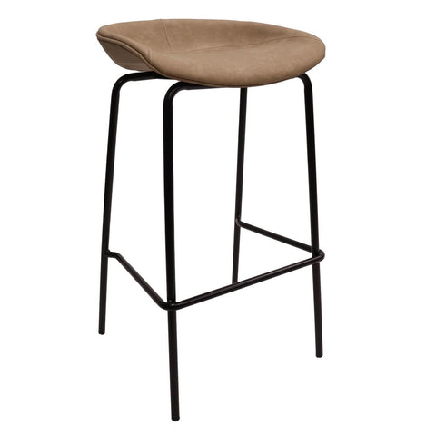Servos Modern Barstool with Upholstered Faux Leather Seat and Powder Coated Iron Frame