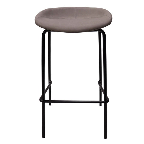 Servos Modern Barstool with Upholstered Faux Leather Seat and Powder Coated Iron Frame