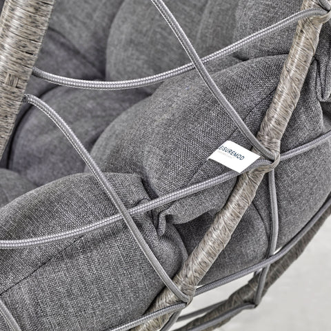 Summit Outdoor Single Person Egg Swing Chair in Grey/Black/Brown Steel Frame With Removable Cushions