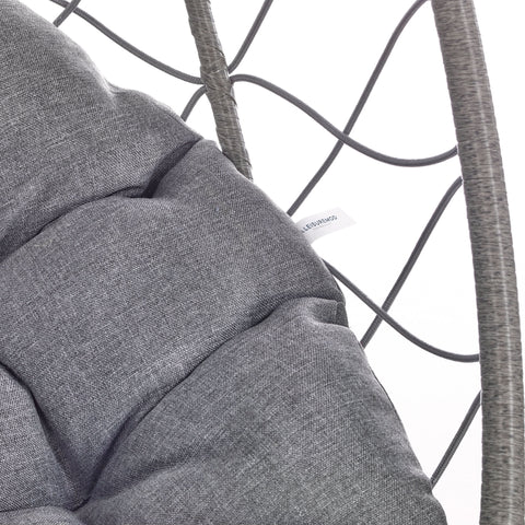 Summit Outdoor Single Person Egg Swing Chair in Grey/Black/Brown Steel Frame With Removable Cushions