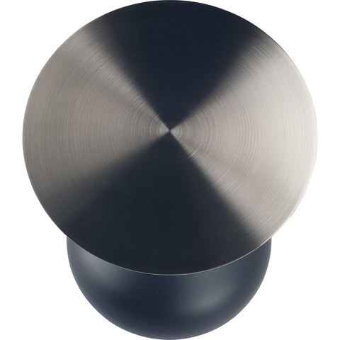 Savoy Wide Side Table with Stainless Steel Top Round Accent Table and Elegant Pedestal Base