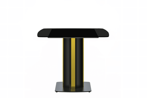 Sylva Rectangular Dining Table with Glass/Sintered Stone Tabletop in Black and Gold Steel Base